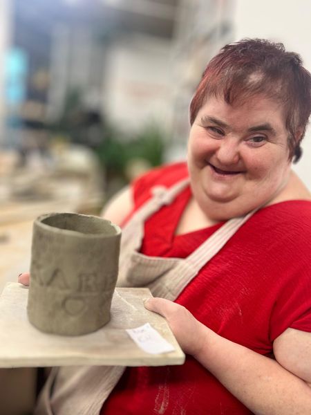Karen having a go at Pottery